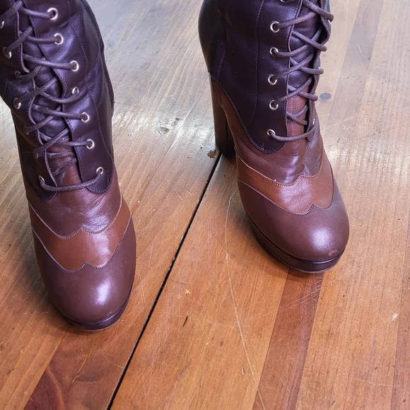 Bally Leather Platform Lace-Up Over the Knee Boots 7.5 - Picture 9 of 14